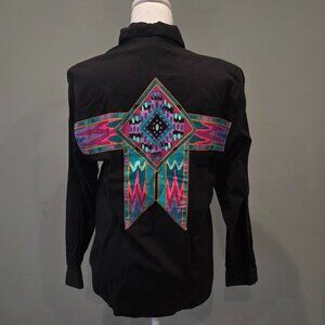 Vintate 90s Y2K Wrangler Womens Button Down. Md. Western Biker Indie Cowgirl